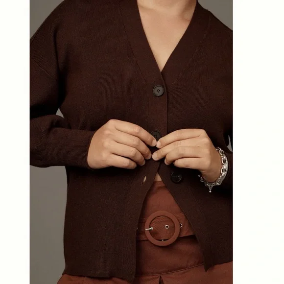 NWT Anthropologie Pilcro Slim Ribbed V-Neck Cardigan Sweater 2X - Picture 4 of 15